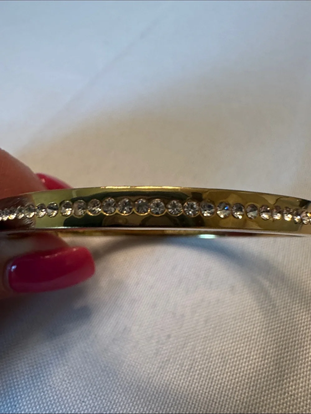 Kate Spade Gold Crystal Pavé Hinged Bangle Bracelet - Picture 3 of 5